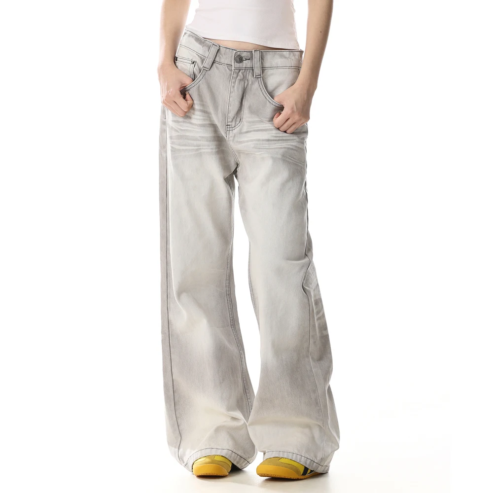 

Men Women Streetwear Fashion Hip Hop Loose Casual Vintage Wide-leg Denim Pants Jeans Unisex Trousers Straight Baggy Jeans