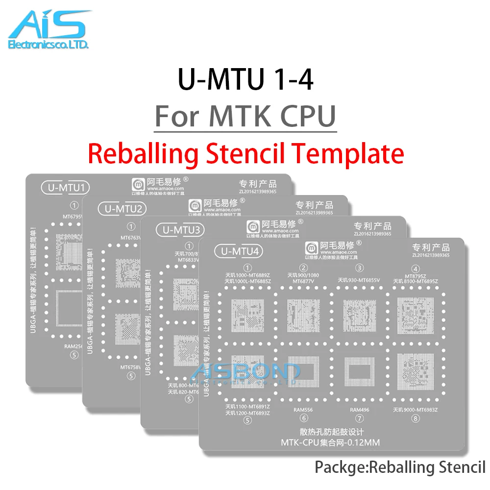 U-MTU 1-4 BGA Reballing Stencil For Qualcomm series CPU MT6889Z MT6893Z MT6983Z MT6833V MT6873V MT6761V MT6763V MT6735V MT6595W