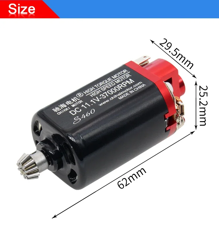 ChiHai Motor CHR-S460 16TPA Short Shaft High Speed High Torque CNC Dc Motor For M4AI Jinming8 SCAR v2 Water Bomb Toy Gun