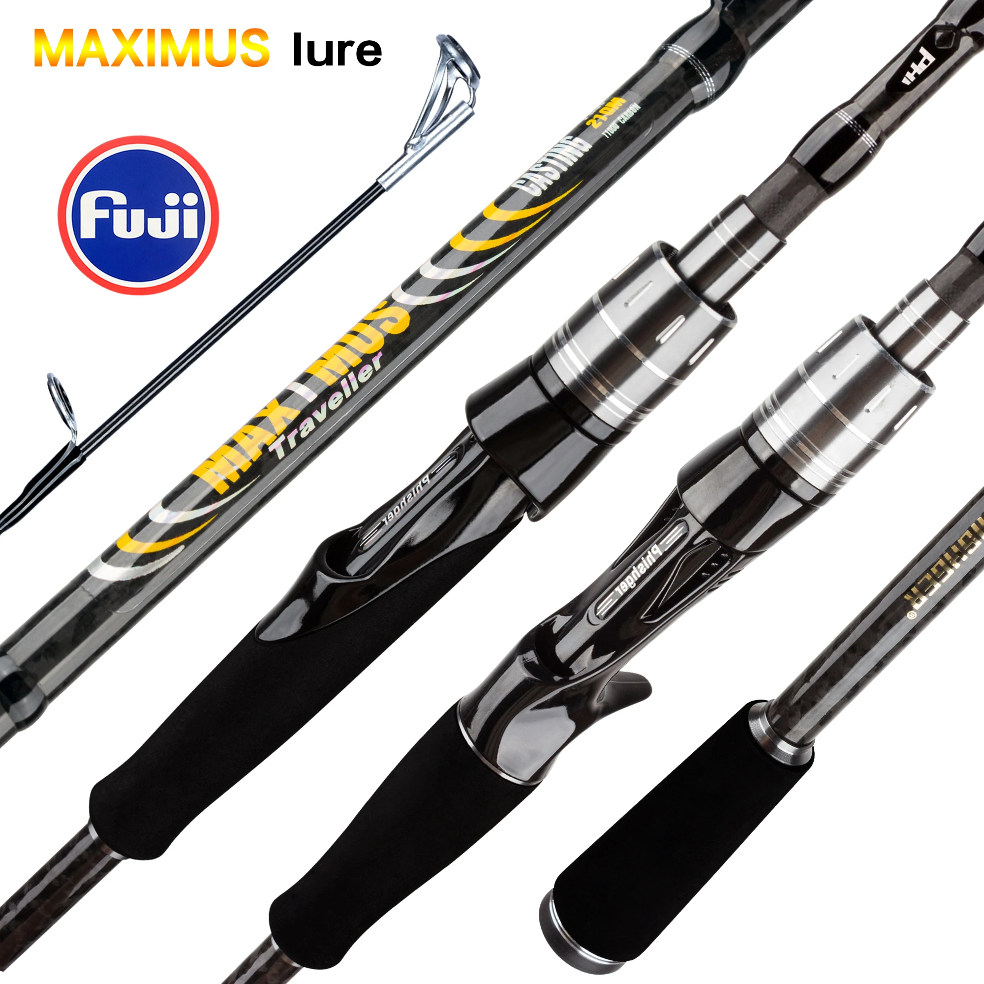 MAXIMUS 루어 낚싯대 1.8m 2.1m 2.4m 2.7m 3.0m 30T 카본 스피닝 베이트캐스팅 후지 가이드 여행 캐스팅 3-35g L/M/MH BIUTIFU