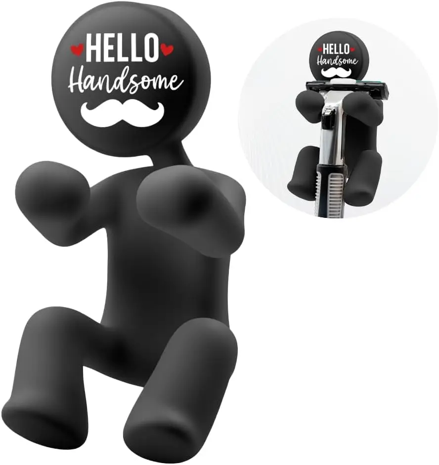 

Hello Handsome Silicone Razor Holder, Funny Bathroom Decor for Razors, Cool Gadgets Leg Razor Holder for Inside Shower, Valentin