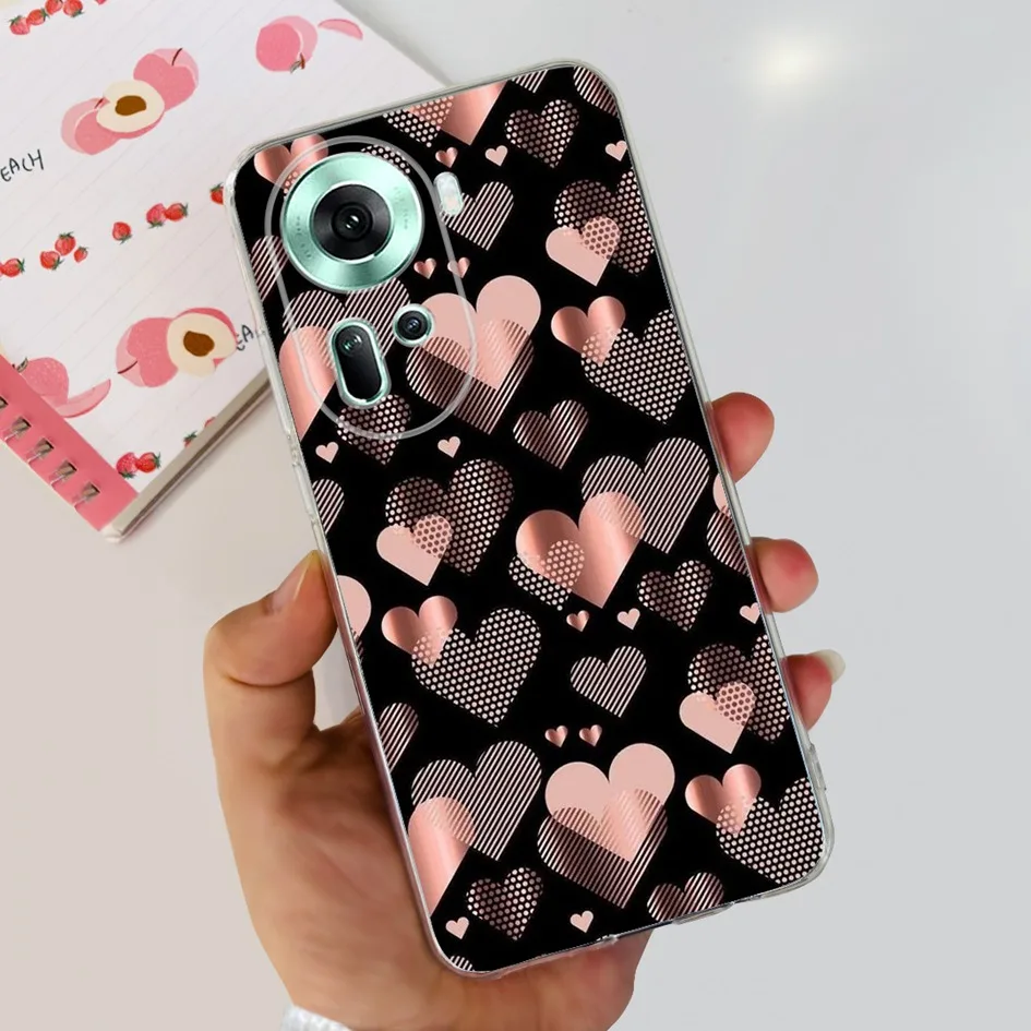 For OPPO Reno 11 2024 Case New Fashion Flower Transparent Silicone Soft Cover For OPPO Reno11 CPH2599 Funda Reno 11 Pro 5G Coque