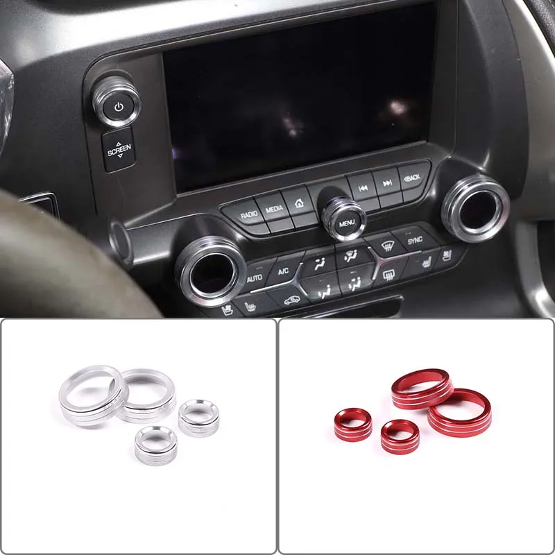 

For Chevrolet Corvette C7 2016-19 Aluminum Alloy Center Control Volume Air Conditioning Knob Ring Cover Car Interior Accessories