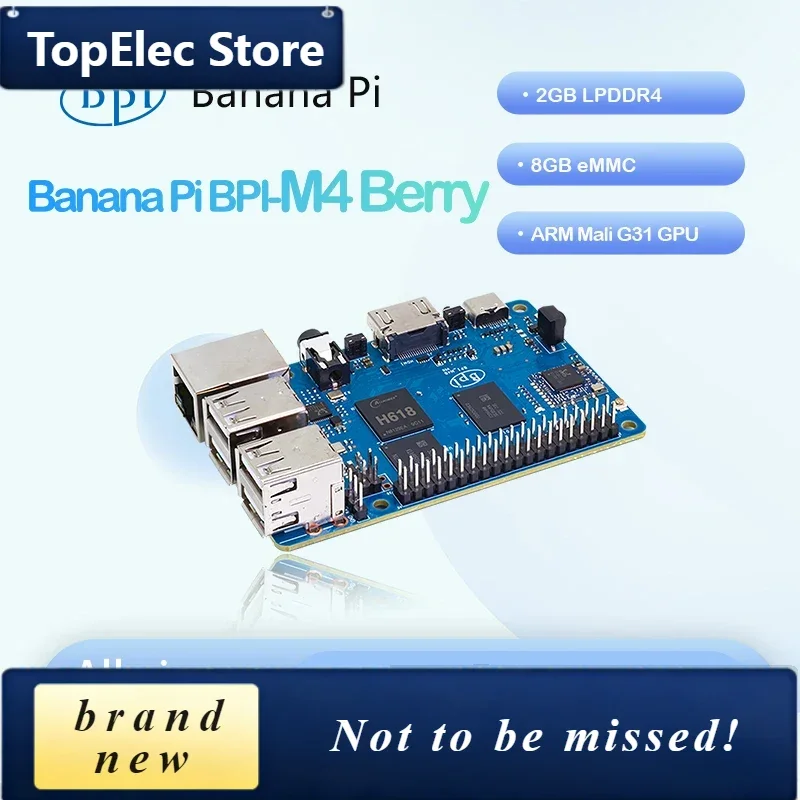 TopElec Banana Pi BPI-M4 Berry Allwinner H618 Quad-core Aam Cortex™-A53 2G LPDDR4 RAM 8G EMMC WIFI & Bluetooth SBC Single Board