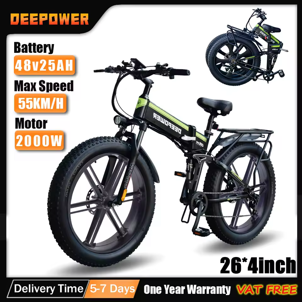 DEEPOWER H26PRO 2000W 성인 전기 자전거 자전거 48V 25AH 26 인치 지방 타이어 접이식 전기 전자 자전거 산 오일 브레이크 Ebike