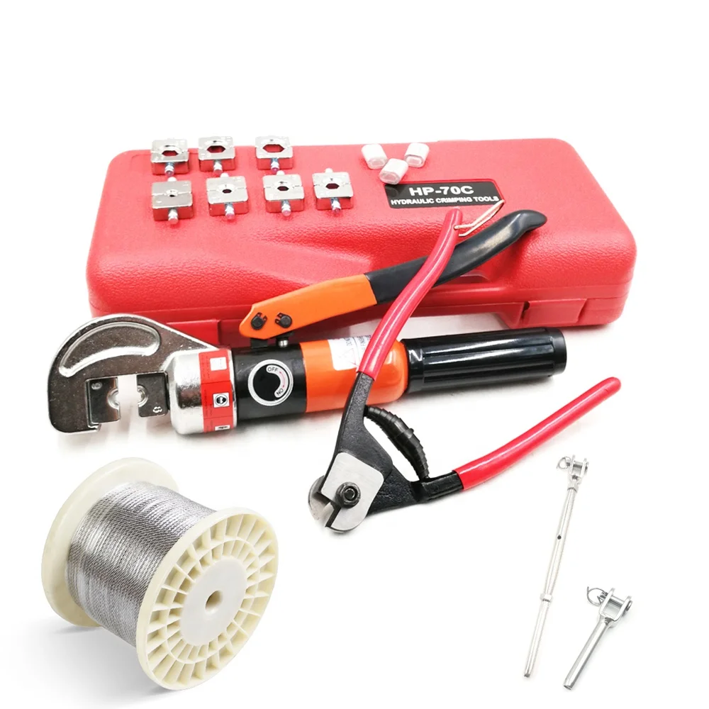 KIT-70C Hydraulic Wire Rope Crimper for 4-70mm Stainless Steel Hydraulic Cutting Crimping Tool Set in stock