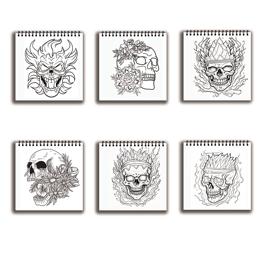 Coloring Book - 7.87x 7.87 inches 32 pages Skull Coloring Book - Perfect gift for family or friends