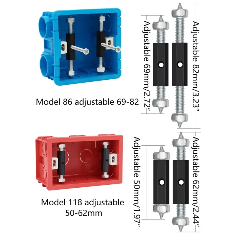 10 Pcs Electrical Box Repairer Junction Box Repair Struts Cassette Screws Support for Socket Cassette Repair Rust-proof