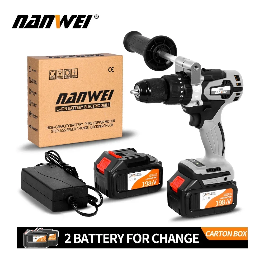 NANWEI power screw drivers 21V 13mm electric screwdriver brushless 120NM impact screwdriver 1/2