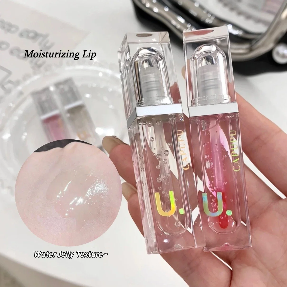 

Jelly Mirror Lip Gloss Transparent Moisturizing Lip Glaze Water Light Crystal Clear Hydrating Lip Plumping Gloss Oil Makeup Base