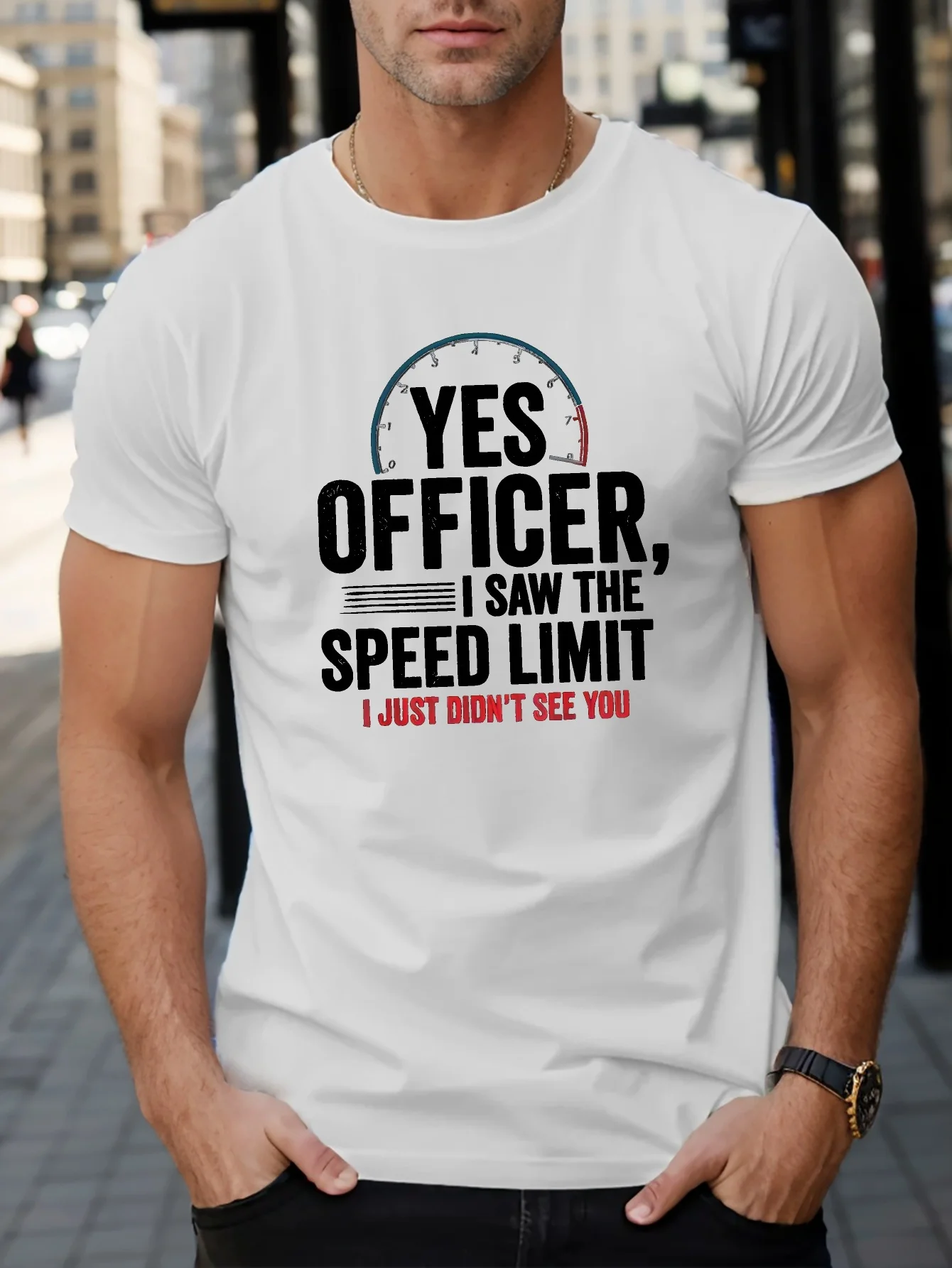 

Selling a funny joke T-shirt about speeding, men's T-shirt, summer casual short-sleeved T-shirt