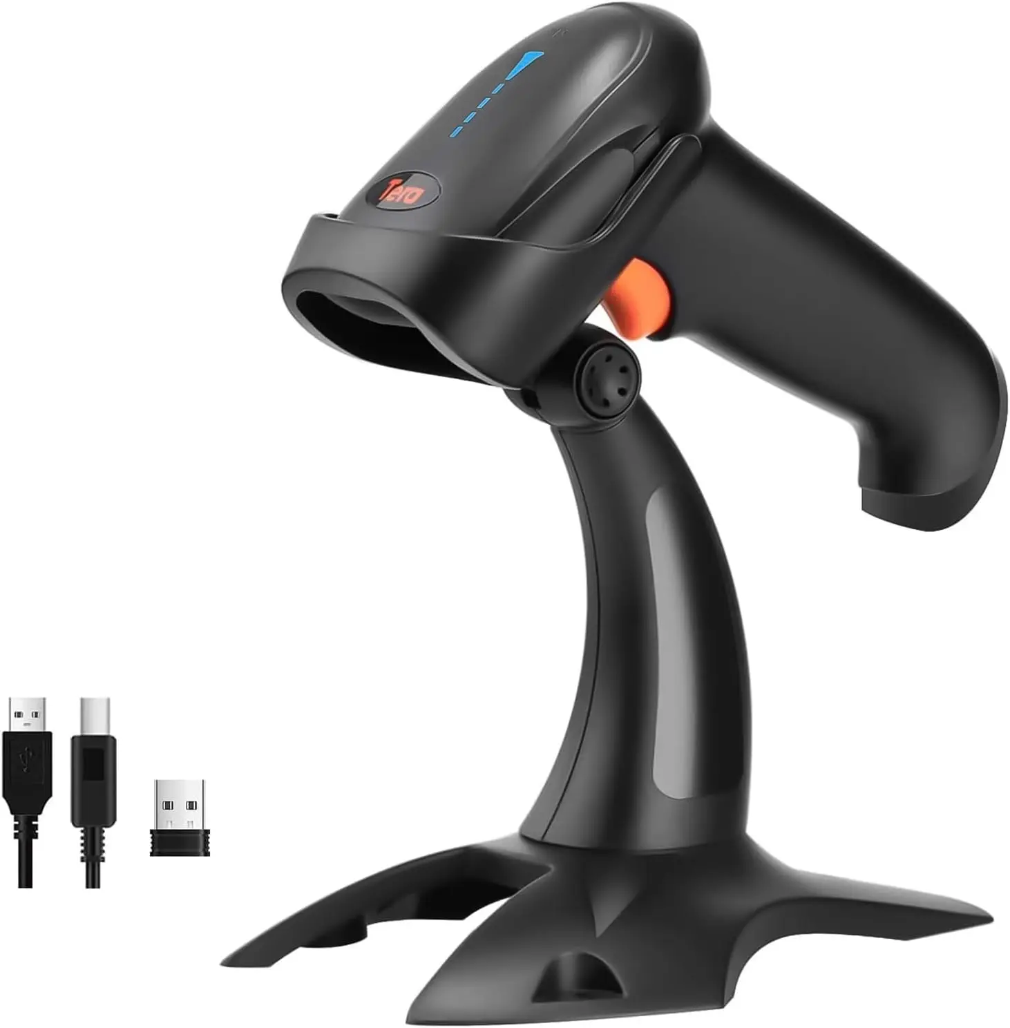 

Wireless 1D 2D QR Barcode Scanner with Stand, Bluetooth USB Wired, Vibration Alert, Battery Indicator
