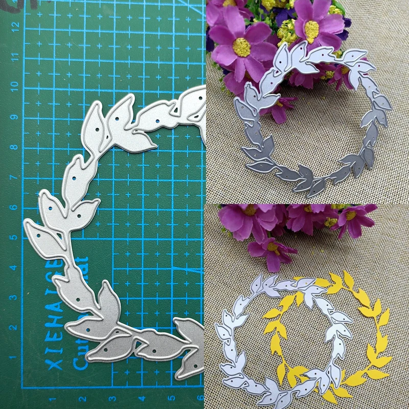 Leaf Wreath Metal Cutting Dies Stencil Scrapbooking Diy Album Stamp Paper Card Embossing Decor Craft Knife Mould