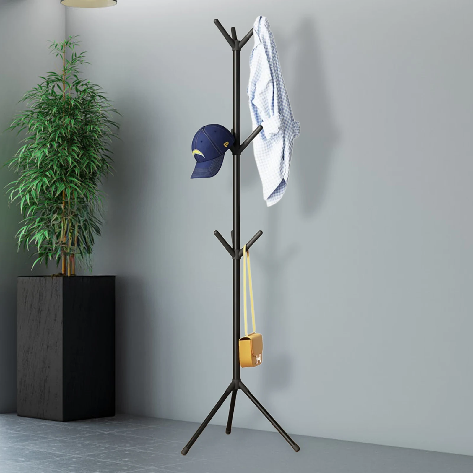 Floor Standing Clothes Rack Tree Branch Shape Multi Hook Mobile and Convenient Coat Rack for Home Living Room Clothing Storage