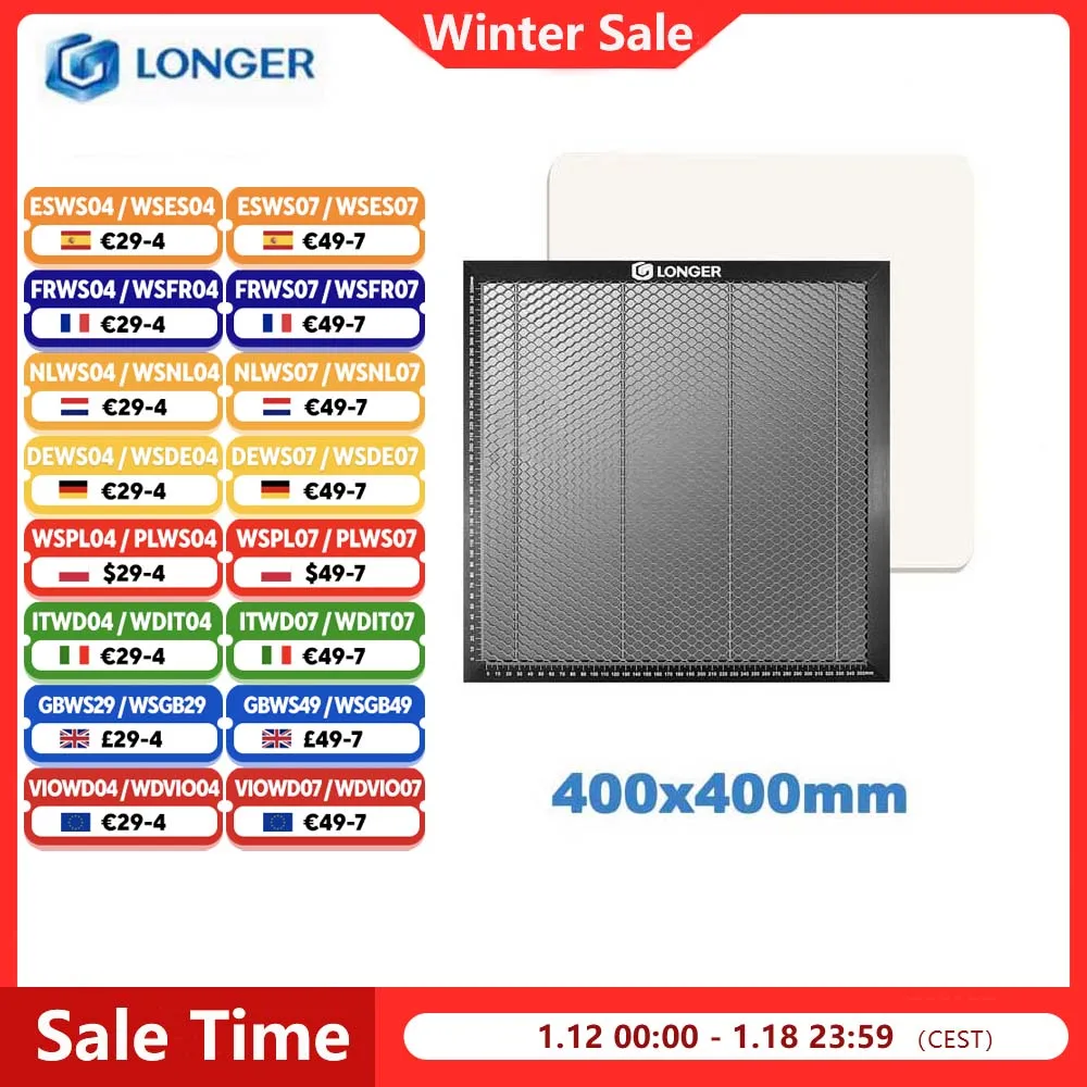 LONGER 440*440*22mm graveur Laser panneau en nid d'abeille Table de travail panneau en acier entièrement métallique plate-forme pour graveur Laser graveur