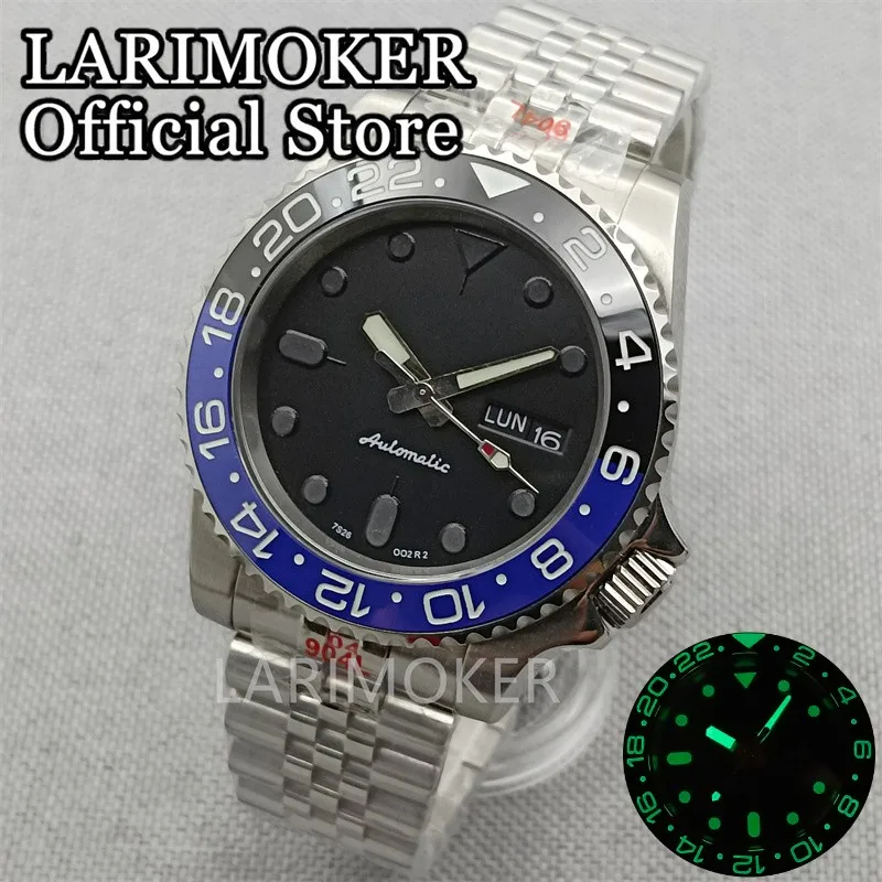 

LARIMOKER 40mm Black white Dial Luminous Japan NH36A Automatic Mens Watchl Sapphire Glass Luminous Hands Jubilee oyster bracel