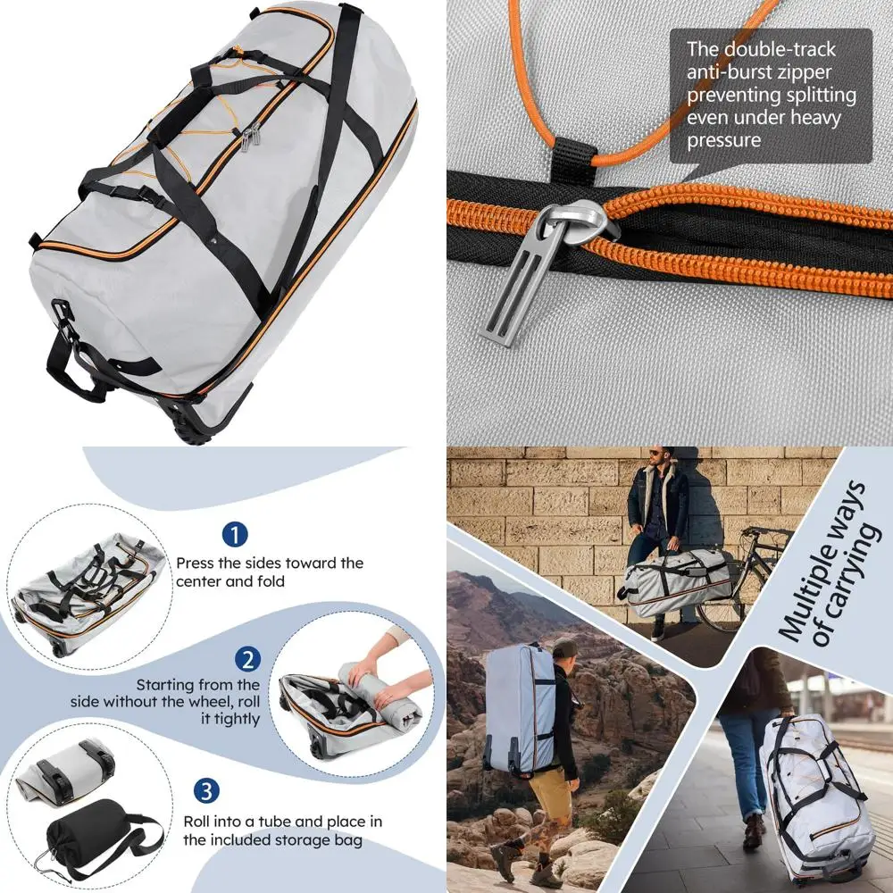 حقيبة دفل دوارة قابلة للتوسيع 110 لتر إلى 140 لتر، 32 جانبًا ناعمة مع عجلتين، 3 حجرات، قابلة للتعديل للسفر