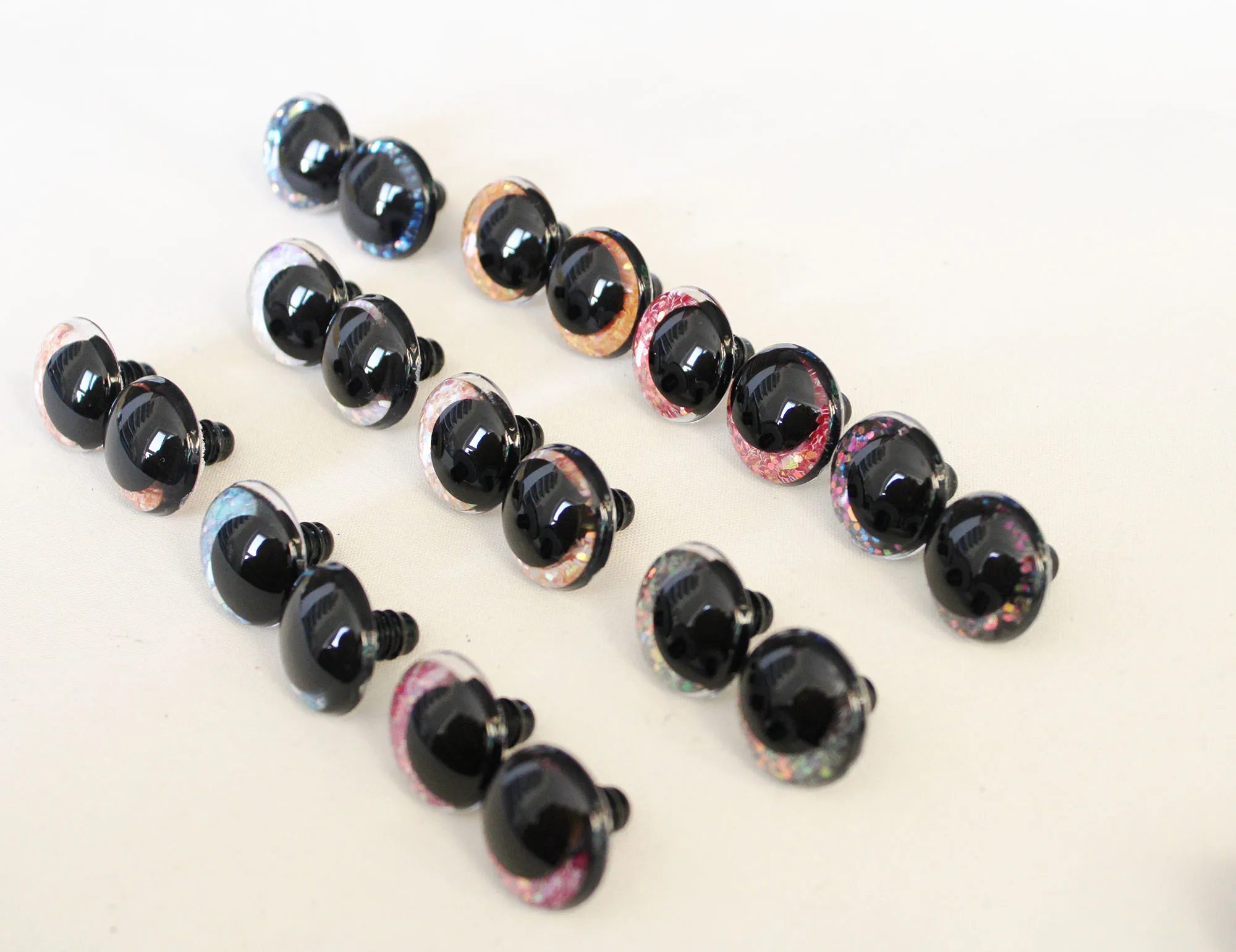 5 Paar Kreaturen-Puppenaugen, gemischte Farben, 12 mm bis 28 mm, rund, komisch glitzernde Spielzeugaugen mit Unterlegscheibe – HC10 – Detail 9