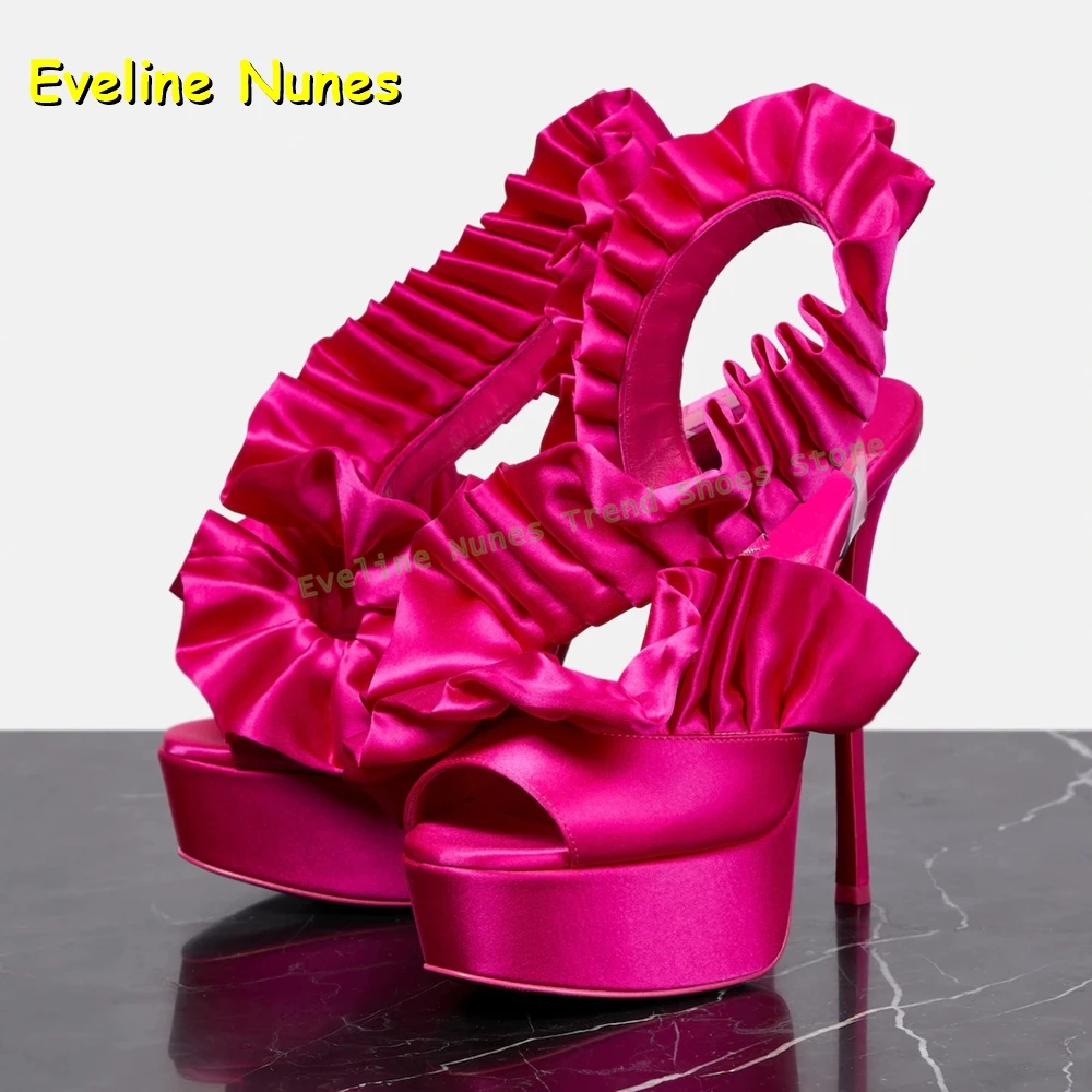 

Элегантные женские босоножки на шпильке с рюшами и ремешком сзади, с открытым носком, на высоком каблуке, для вечеринок, лето 2026