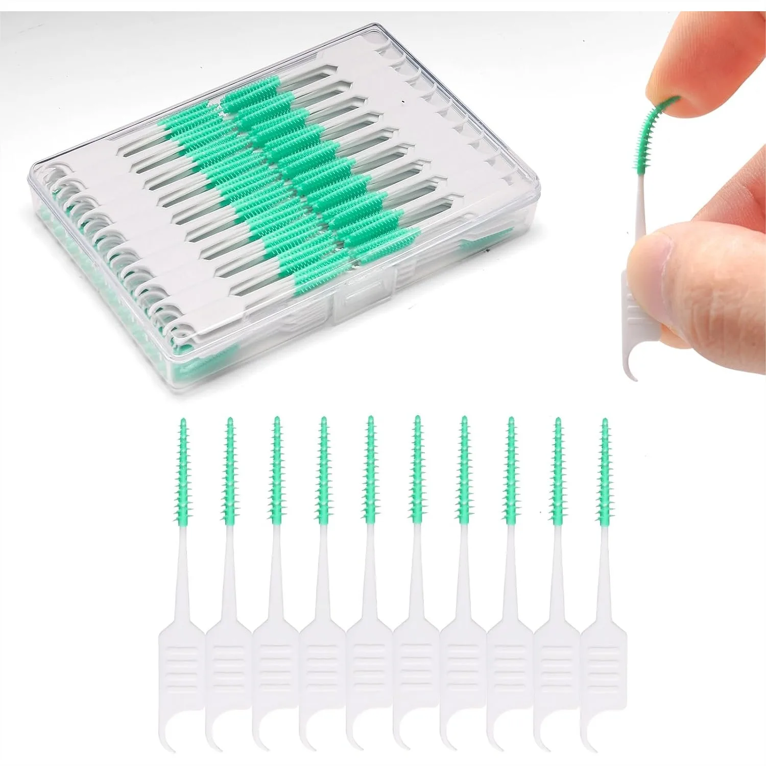 300PCS Dental Floss Picks with Soft Silicone Brush Head for Braces Cleaning
