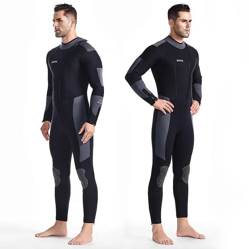 5mm Neoprene Wetsuit Men Long-sleeved One-piece Diving Suit Surfing Warm Swimsuit Water Protection Equipment