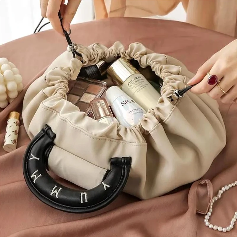 Large Capacity Travel Cosmetic Bag Portable Draw Rope Cosmetic Storage Pouch Waterproof Travel Toiletry Bags Makeup Organizer