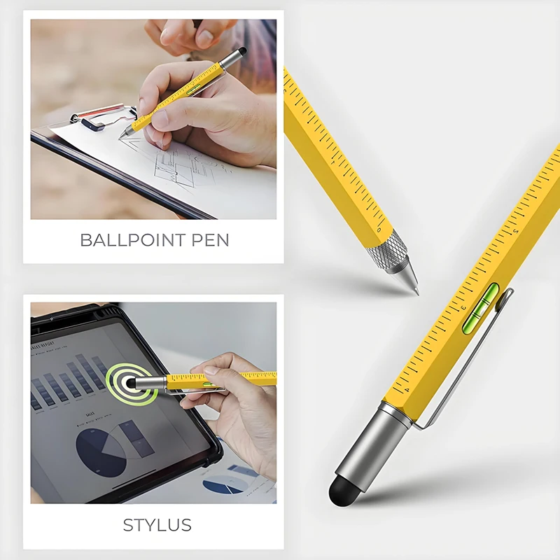 6 IN 1 Penna multifunzionale Touch Screen Stilo Cacciavite Righello Livella a bolla Penna a sfera ricaricabile Cancelleria per ufficio scolastico