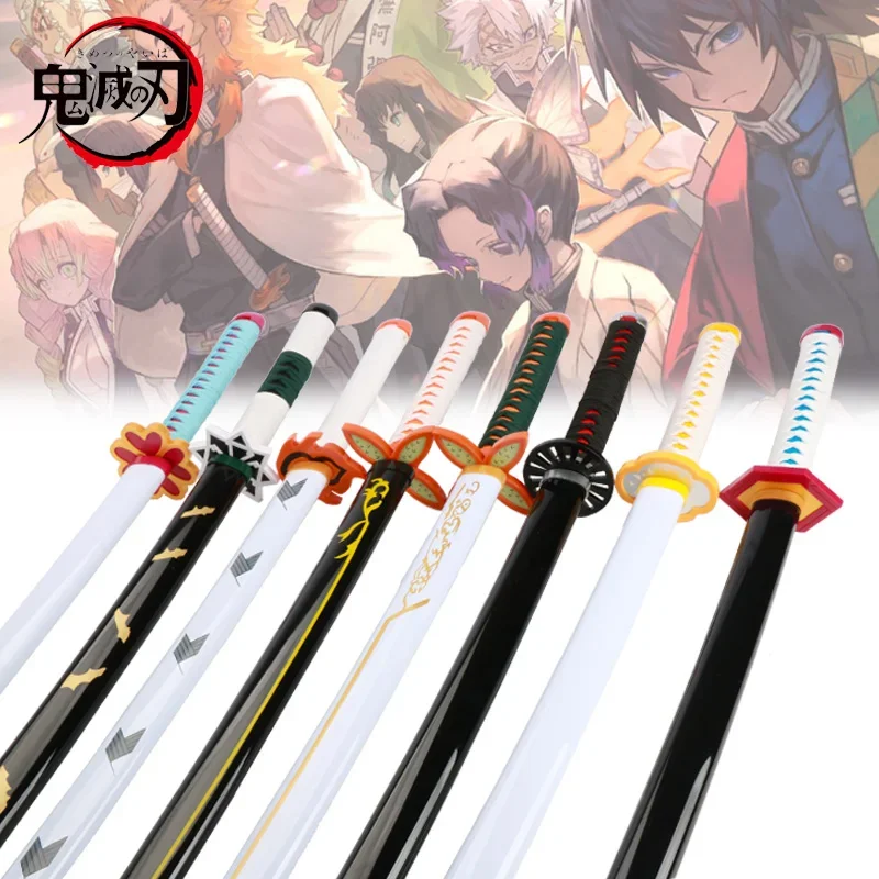 Kimetsu No Yaiba Katana Sword Anime Demon Slayer Swords Wooden Bamboo 104cm Cosplay Weapons Tanjiro Uzui Tengen Nezuko