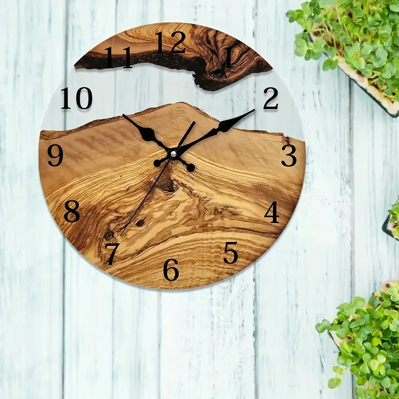 Simple Transparent Wall Clock Acrylic Wood Grain Silent Movement Clock High Quality Living Room Bedroom Office Home Decor New