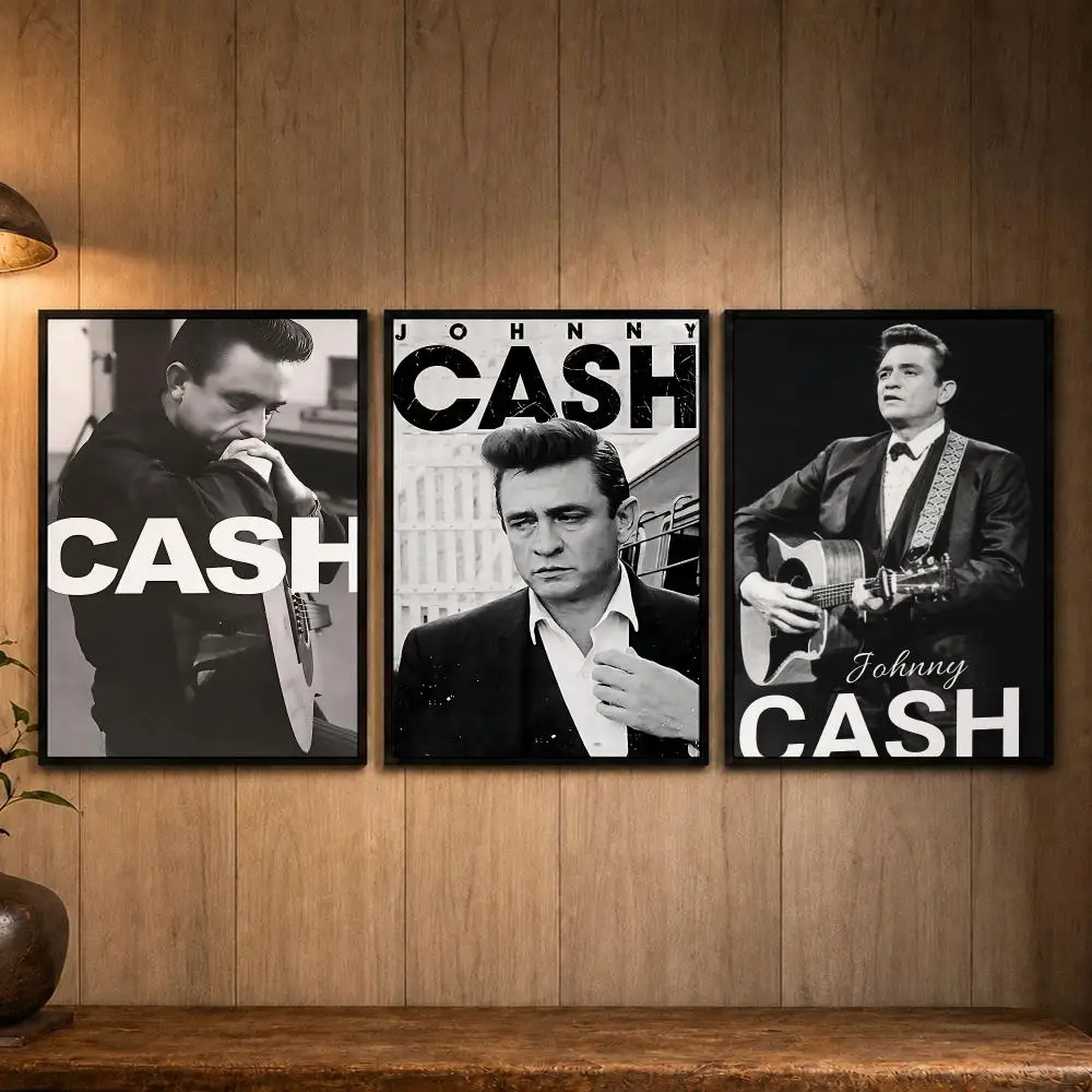 Minimalist Singer J-Johnny CashS   Poster Self-adhesive Art Poster Decoracion Painting Wall Art White Kraft Paper Home Decor