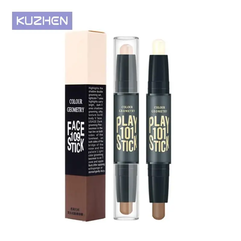 Double Head Highlighter Stick Face Glow Contour Bronzers Skin Tone Corrector Makeup Illuminator Stick Cosmetic Brighten