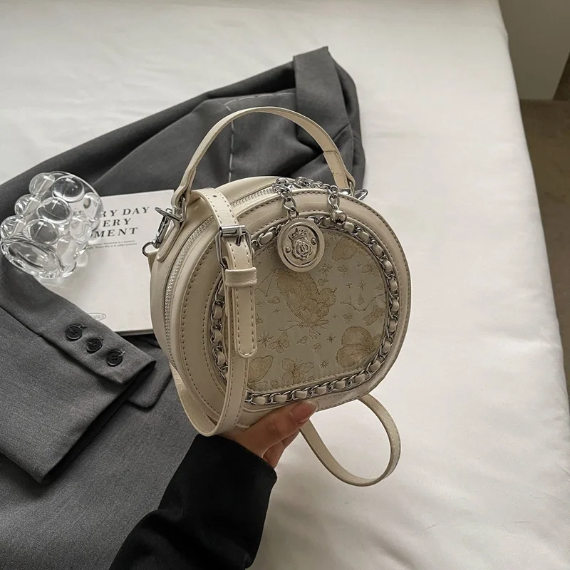 Versatile Crossbody Bag, Fashionable And Niche Embroidered For Women 2024, New Popular Chinese Style Handheld Small Round Bag