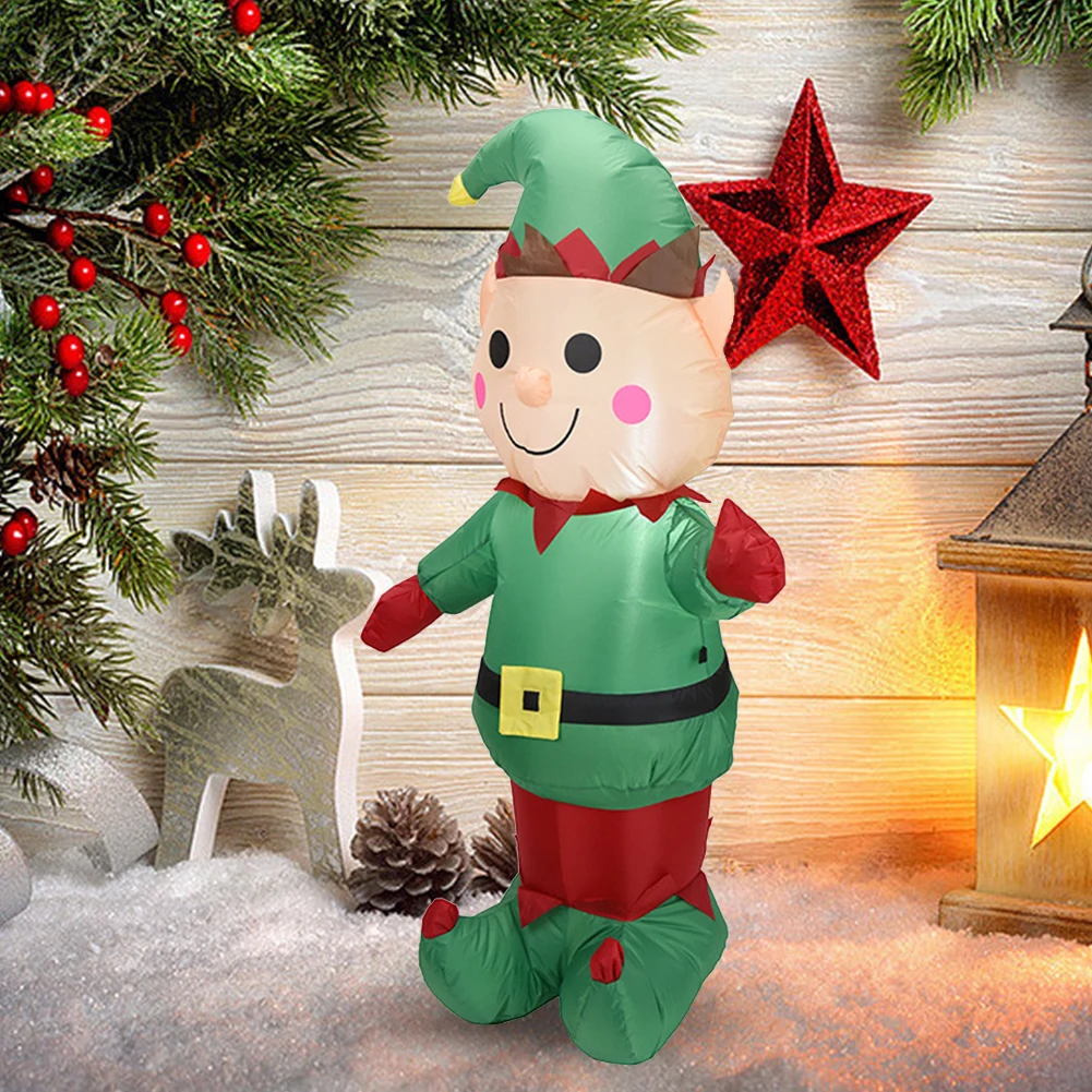 

Inflatable Xmas Elf Toy with LED Light Illuminated Elf Ornament 1.5M Festive Atmosphere Luminous Supplies for Garden Lawn Porch