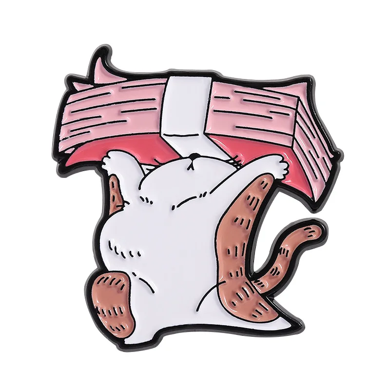 ​ ​ 럭키 오렌지 캣 에나멜 핀 행운의 상징 책상 장식 사무직 선물 빈티지 골드 메탈 브로치 라펠 핀 컴퓨터용 ​ ​