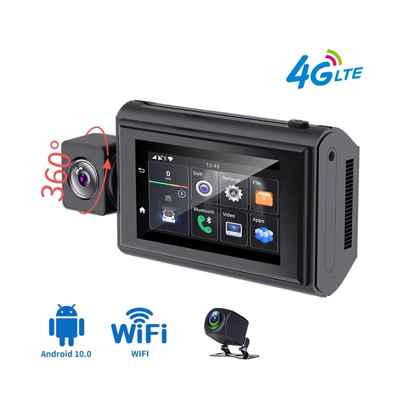 3 inch Touch Screen Dash Camera DVR 1080P Front and Rear Camera Android System ADAS WITI 360 Rotation GPS Navigation 4G