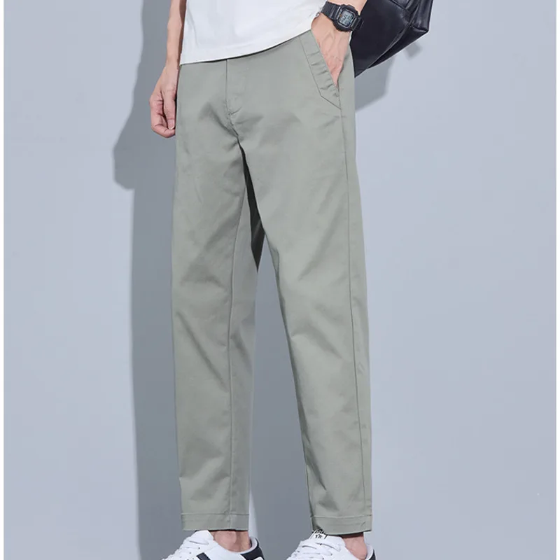 

2025 summer new Korean version fashionable and comfortable loose ice silk straight tube versatile nine point casual pants
