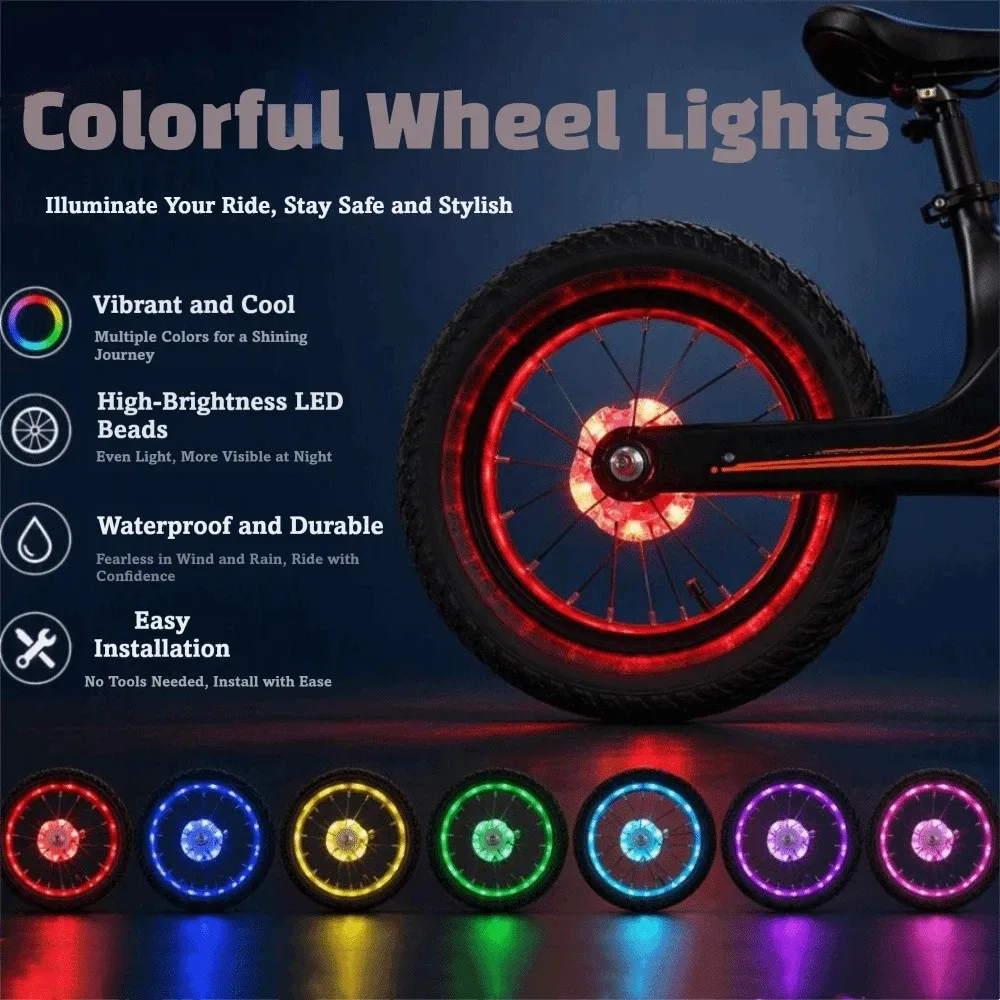 Waterproof Bike Wheel Light USB Rechargeable Vibration Sensing Bicycle Spoke Light RGB Colorful Split Hub Design