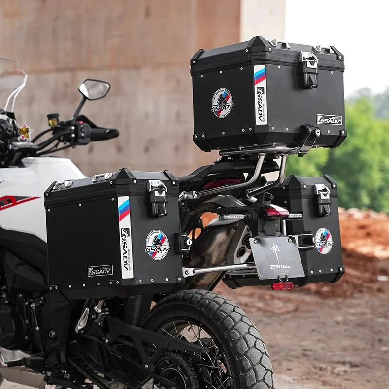 

Motorcycle Aluminum Alloy Trunk Side Boxes Three Box Luggage Compartment Quick Release Fit for Zontes 703f