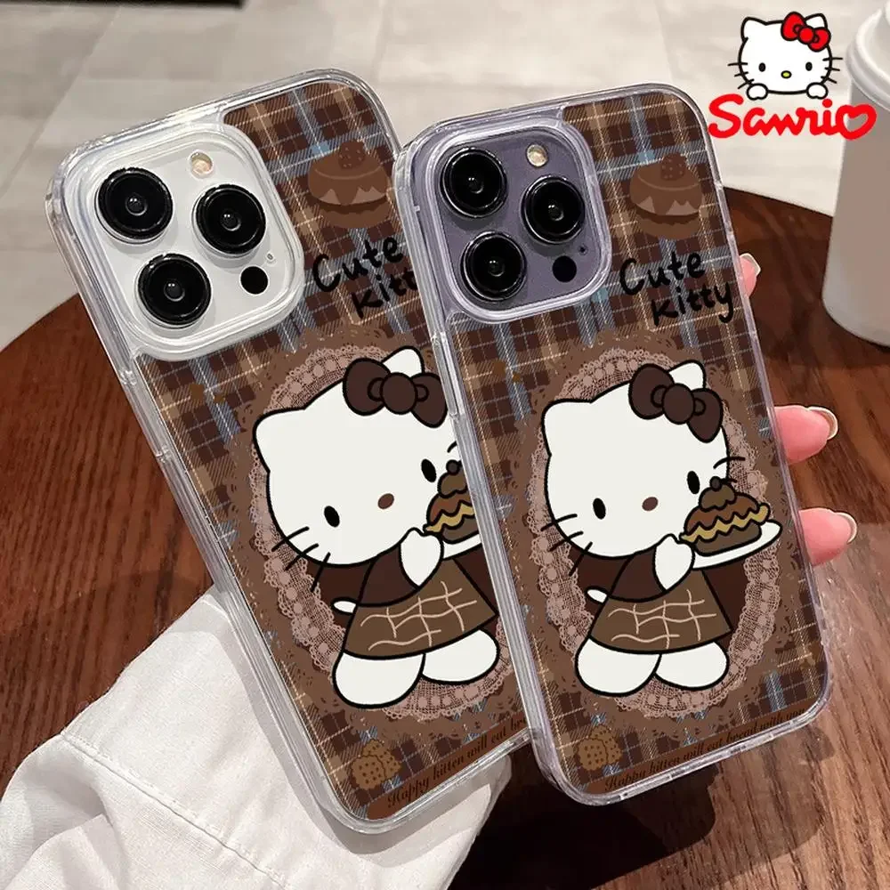 حافظة هاتف كيتي كات آيفون 16/15/14/13/12/11/x/xs/xs ماكس امرأة آيفون 13 حافظة هالو كيتي أنيمي ملحق 2025 جديد