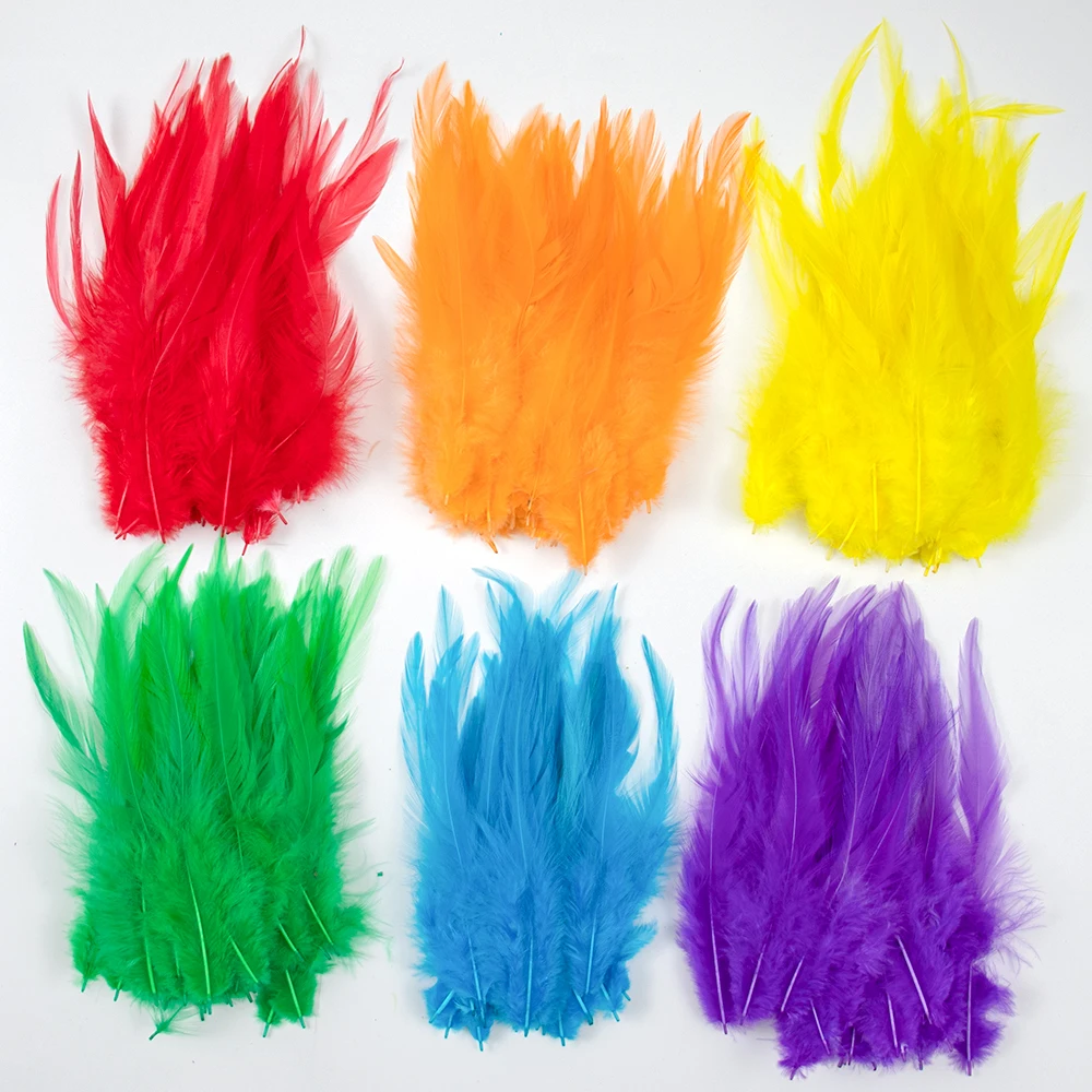 10-15 CM Natural Chicken rooster feather for Costume Headdress Jewelry Making Dyed Colorful Natural Cock Plumas Thin Tying diy