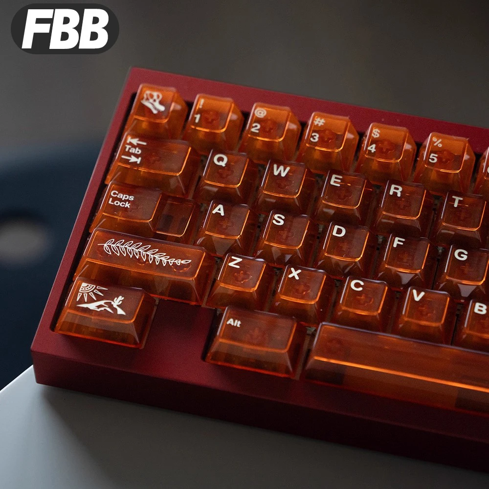 

FBB Keycaps Amber Fossil Dinosaur Pattern 131keys Transparent Custom Cherry Profile For Gaming Mechanical Keyboard DIY Key Caps