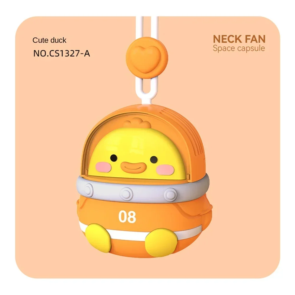 พัดลมแขวนคอสบาย USB Leafless ยางนุ่มเชือกเส้นเล็กปลั๊กและชาร์จพื้นที่รูปทรงแคปซูลเครื่องใช้ในครัวเรือนพัดลมขนาดเล็ก