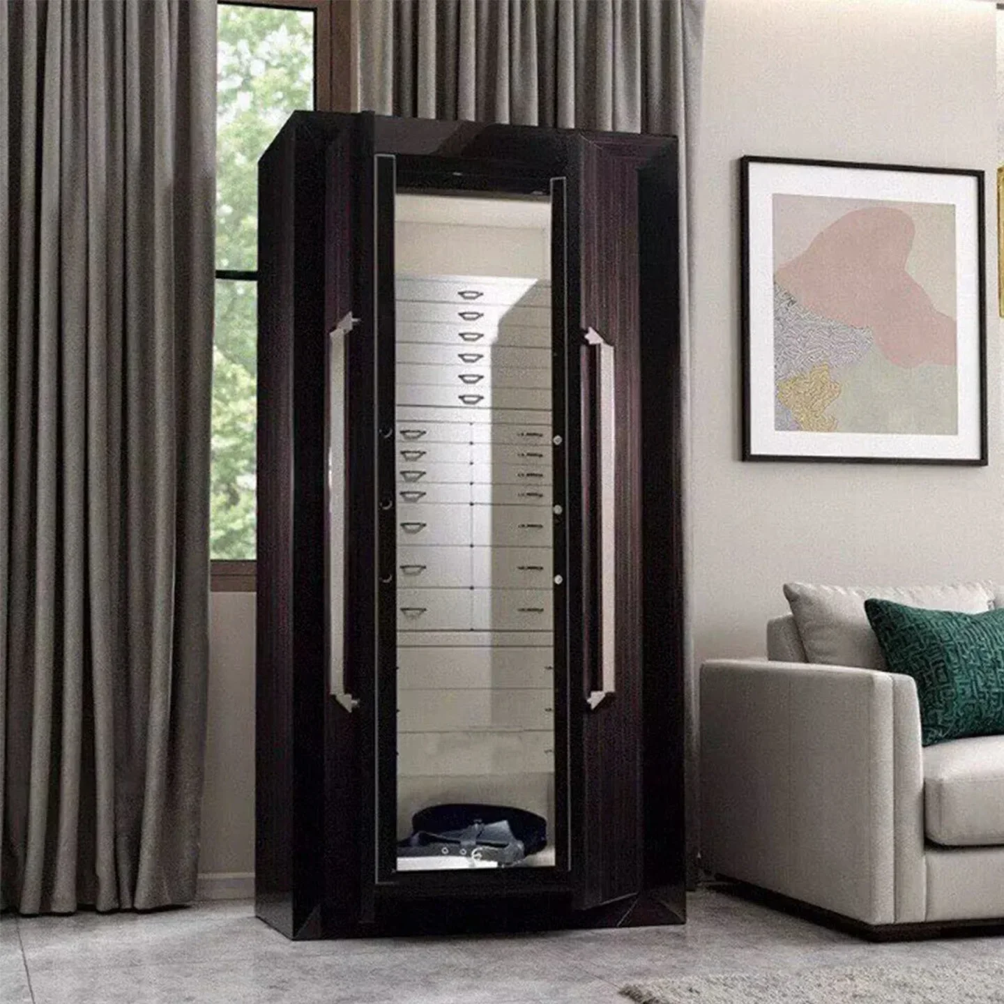Italian light luxury wooden jewelry cabinet villa mansion creative designer stylish modern simple floor storage cabinet