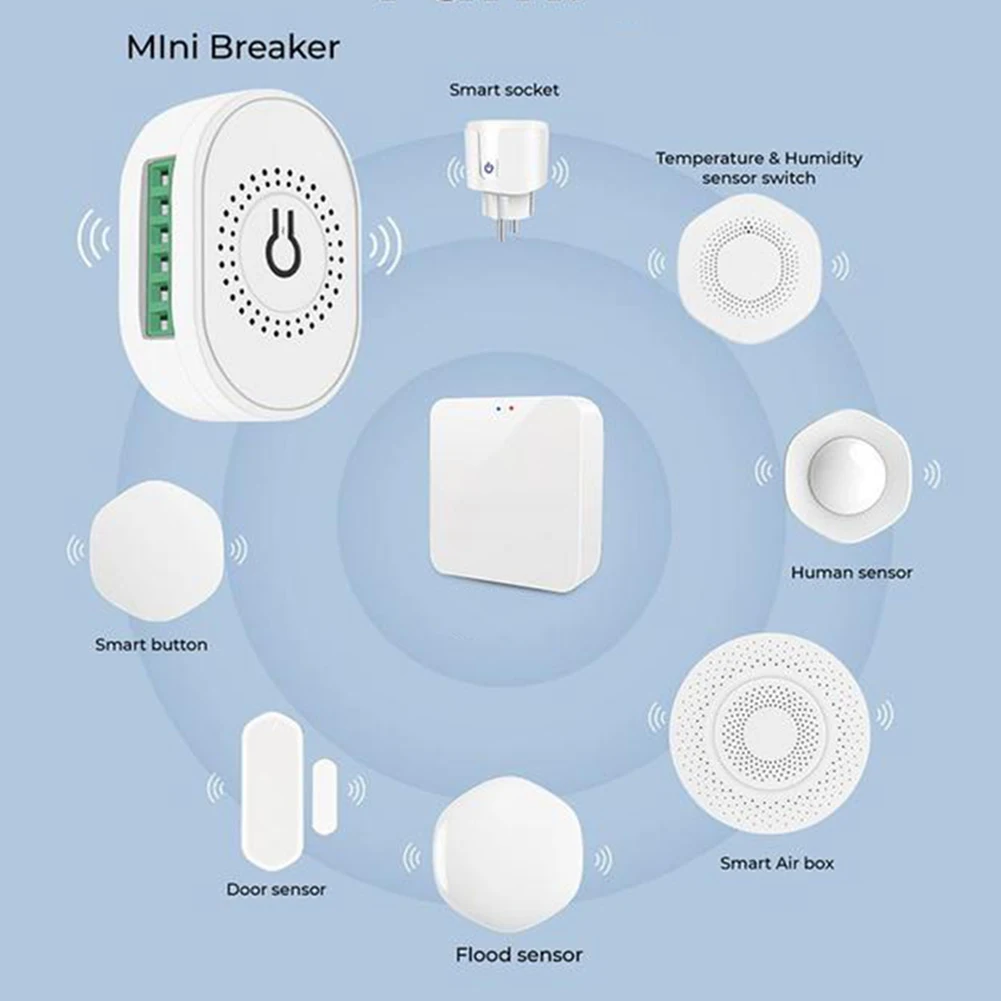 Mini controle duplo tuya interruptor inteligente zigbee 3.0 16a relé de fogo zero in1 potência wifi single-fire 2 diy disjuntor switch-b