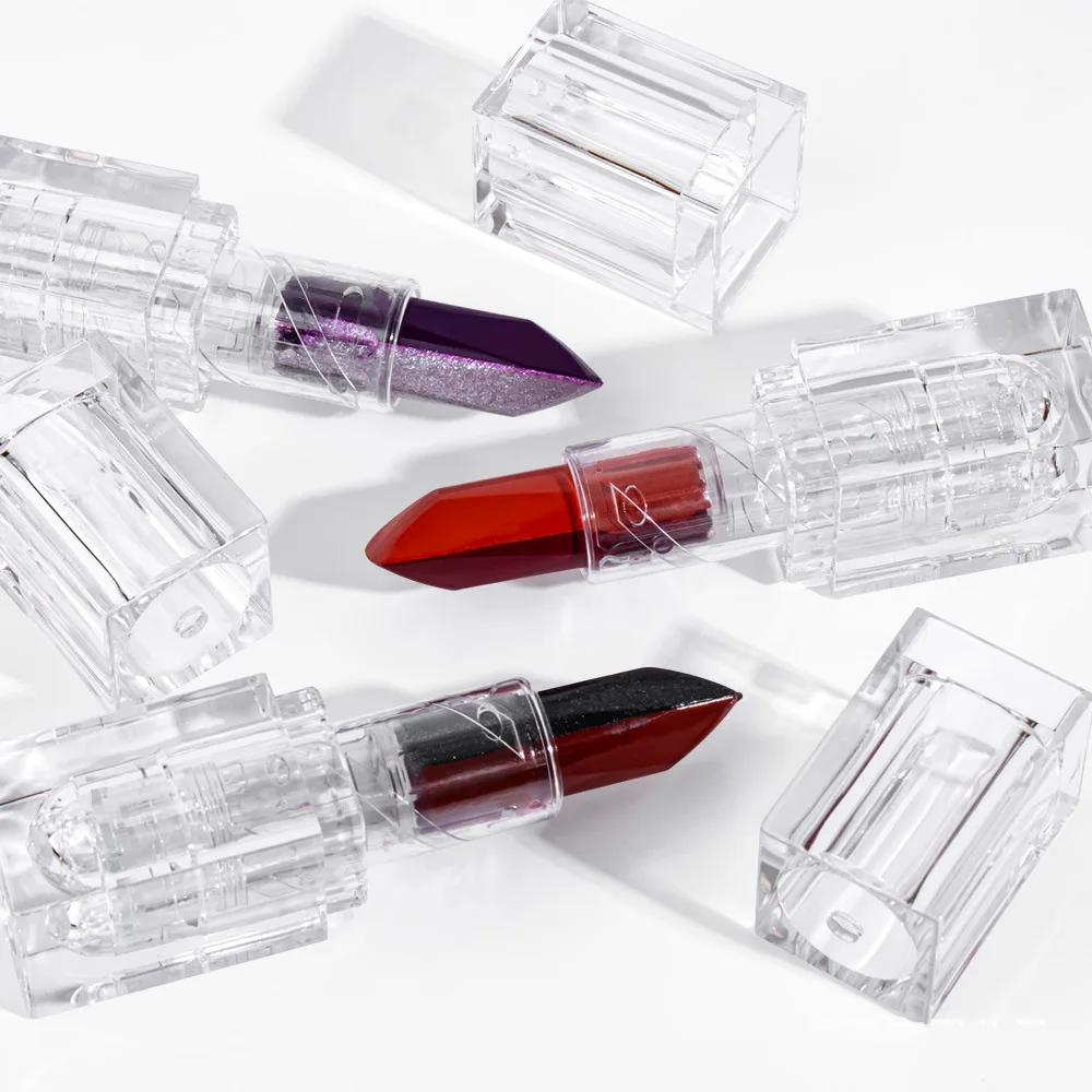 Rossetto 3Colors con Logo Personalizzato, Rosso-Castano Scuro, Doppia Punta, Private Label, Lunga Durata, Impermeabile e Resistente al Sudore