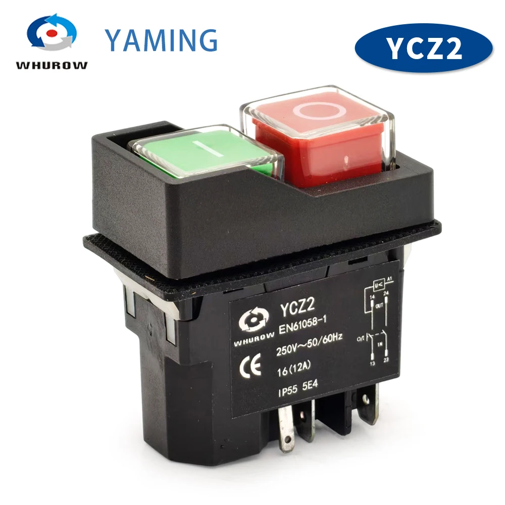 YCZ2 interrupteur électromagnétique 4/5 broches 110 V/220 V momentané (réinitialisation) On Off bouton poussoir rouge/vert arrêt d'urgence remplacer KJD17