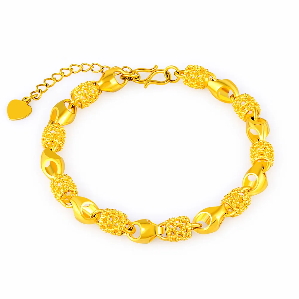 حقيقية 24k الذهب سوار Linglong الكرة المرأة سلسلة 18 سنتيمتر-19 سنتيمتر سلسلة سوار عالية مجوهرات اكسسوارات سوار المرأة مجوهرات