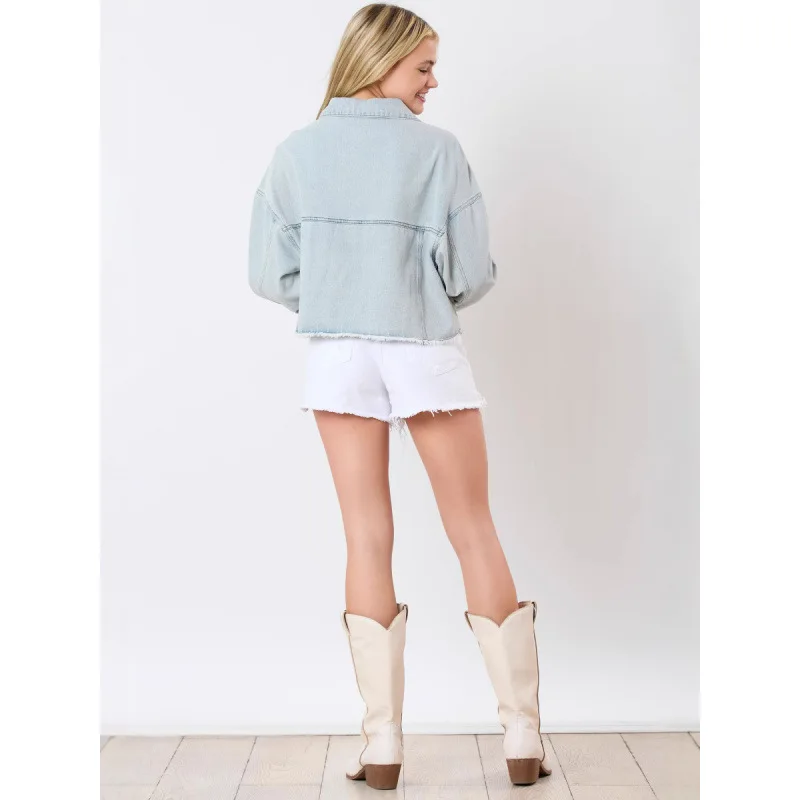 Women's Denim Jacket Long Sleeve 3D Flower Decoration Autumn Winter European Style Multi-Color Fashion Coat