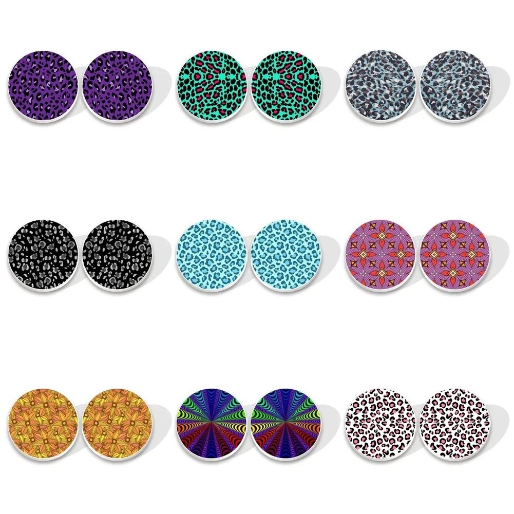 

Flowers Printed Pattern Resin Epoxy Stud Earrings Charms for Earrings