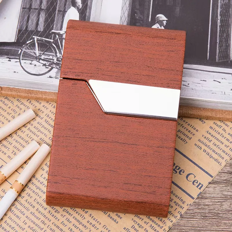 7 Slot Stainless Steel Cigarette Case with Leather Wrap I Card Holder & Moisture-Proof I Shockproof Metal Box for King Size view 3